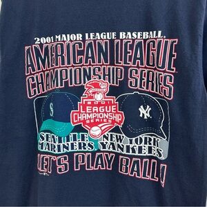 Vintage Seattle Mariners T Shirt M 2001 AL Championship Vs NY Yankees